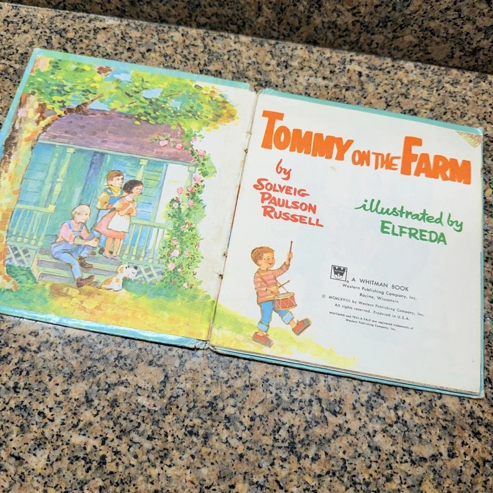 Vintage 1968 Tommy On The Farm Solveig Paulson Russell Whitman HC Kids Book